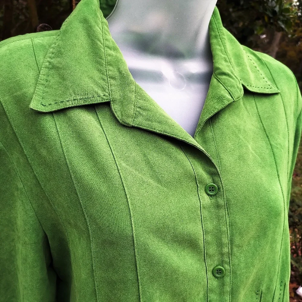 Talbots Faux Suede Button Down Like New M